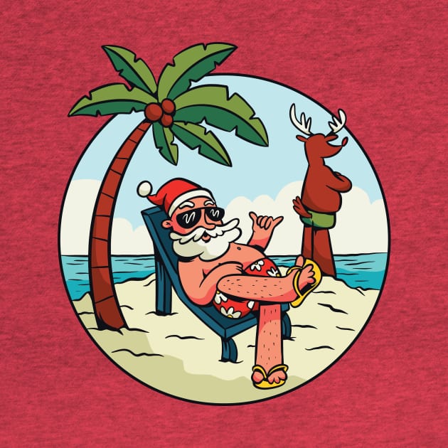 Cute Cartoon Santa on the Beach by SLAG_Creative